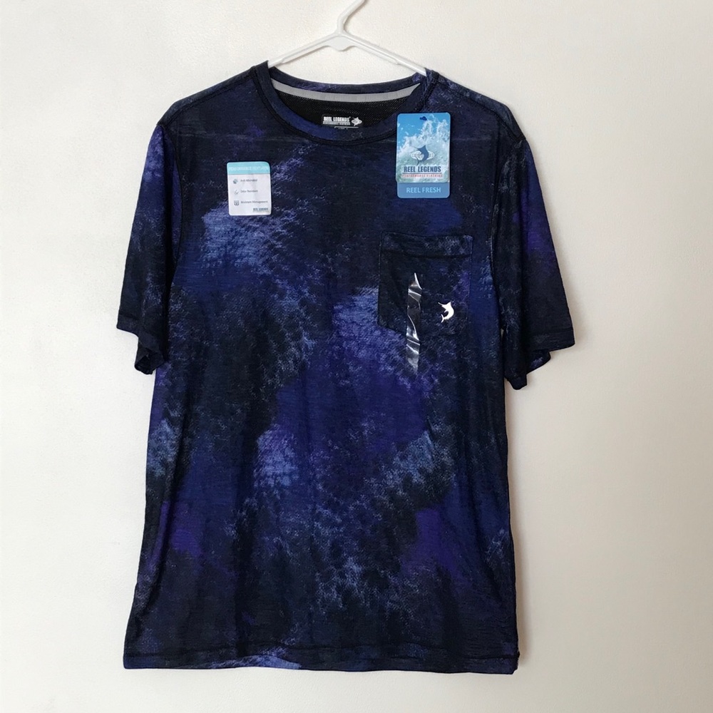 Reel legends fishing new blue short sleeved shirt